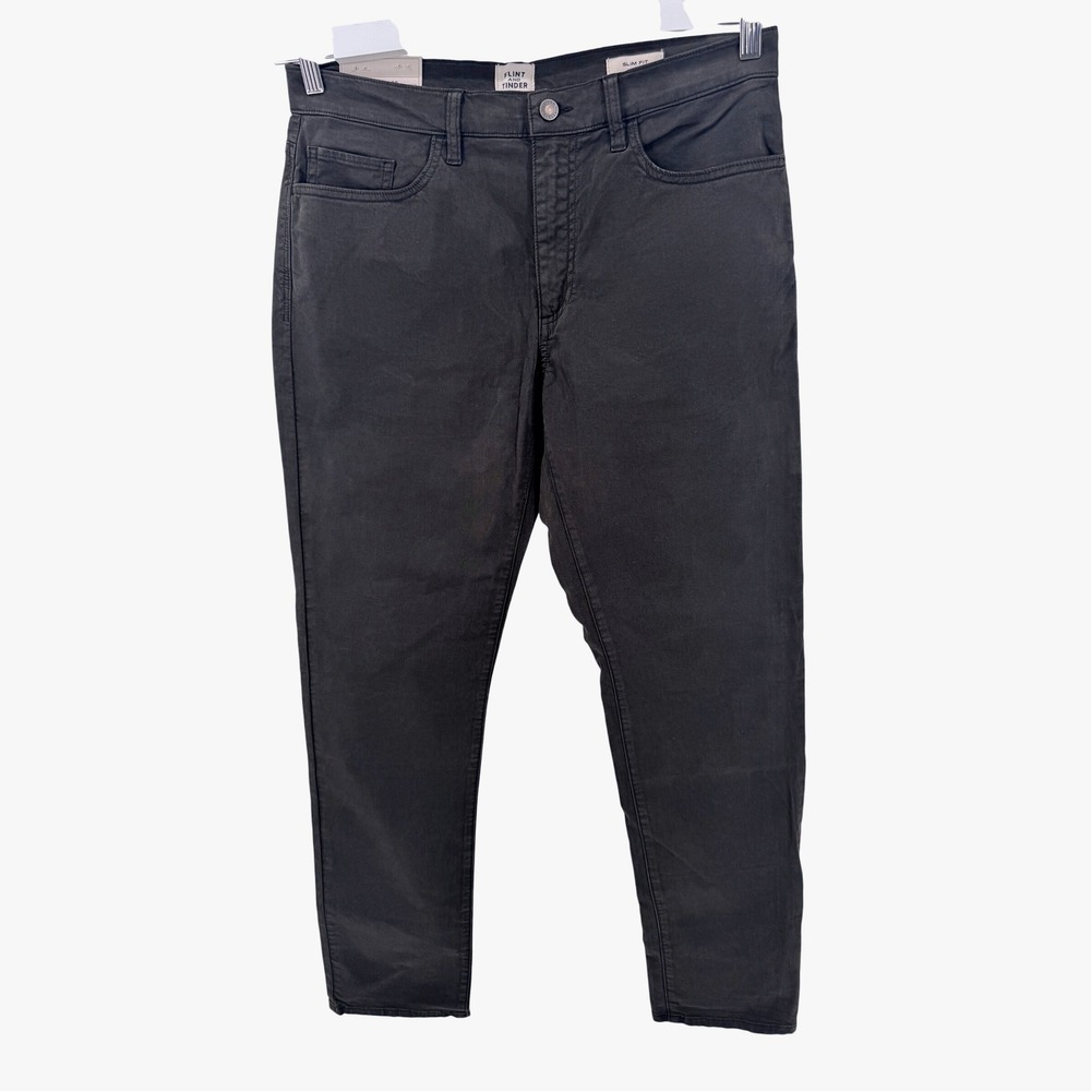 Flint and Tinder Chinos Pants Size 33x32 Black Slim Fit Huckberry New